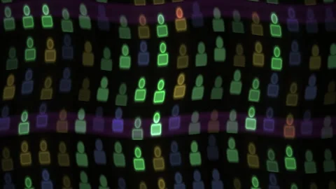 Digital Network Connectivity Abstract Background with Glowing Human Icons. Stock Footage 341805239