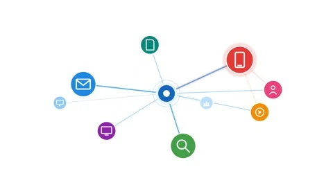 Digital Network Connectivity and Data Ecosystem Hub Illustration Stockbeeldmateriaal 333276334