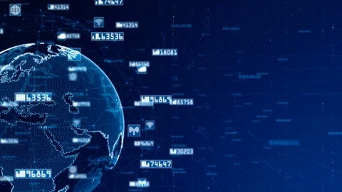 Digital Network Data and Communication Network Concept Abstract Background Stock-Footage 99023320