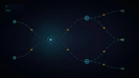 Digital network data flow animation with glowing nodes and connected circui.. Stock Footage 337560100