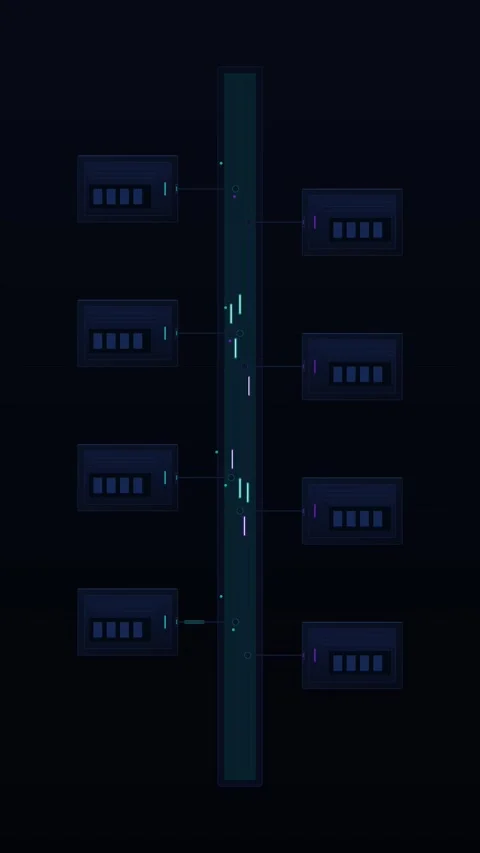Digital network data flow animation with connected server nodes and abstrac.. Stock Footage 348283521