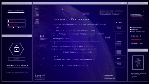 Digital Network Data Interface Futuristic HUD Earth globe Sci Fi 2D texture 動画素材 337558869