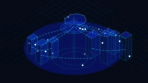 Digital network data transfer and cloud server technology loop Stock Footage 347202753