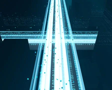 Digital network data transmission and network technology Stock Illustration