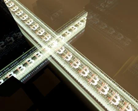 Digital network data transmission and Bitcoin, network security protection イラスト素材