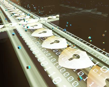 Digital network data transmission and shield, network security protection Stock Illustration