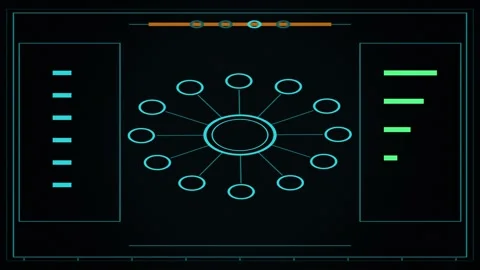Digital network diagram on black background with connected Stock Footage 340354984