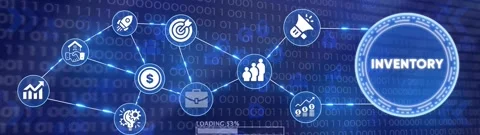Digital network diagram with icons representing business growth, marketing,.. 動画素材 332395972