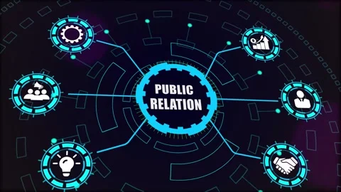 Digital Network Displaying Public Relations and Strategic Communication Process Stock Footage 321042640