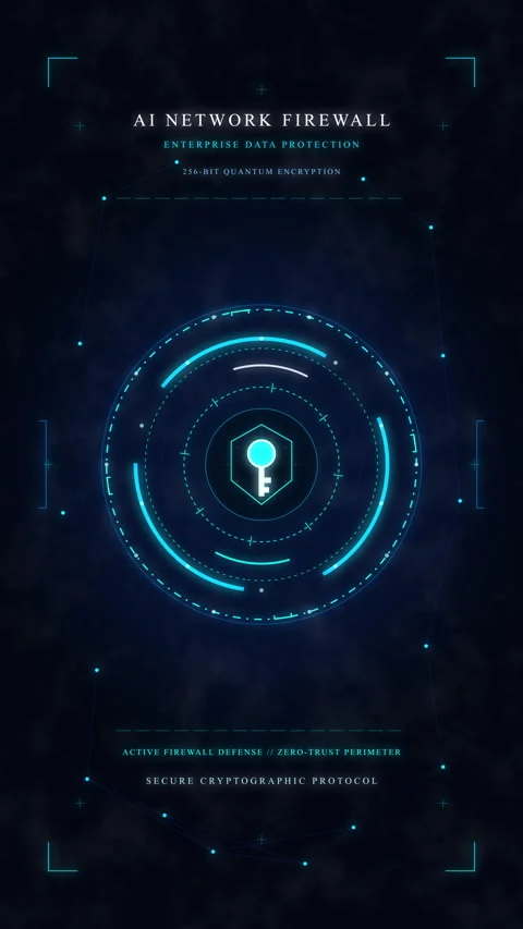 Digital network firewall animation with key icon for cybersecurity, data pr.. Stock Footage 348331604