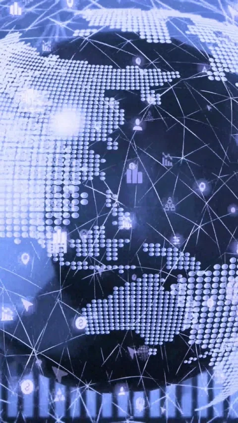 Digital network globe with connections. Futuristic data visualization. Stock Footage 339638158