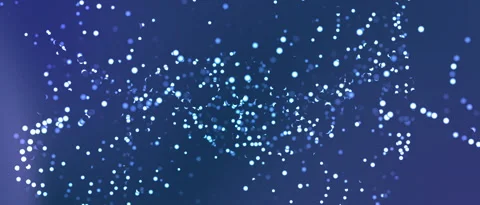 Digital network of glowing particles on a dark blue background Stock Footage 338049879