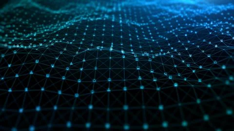 Digital Network Grid  Abstract 3D Data Connections and Technology Background Stock Illustration