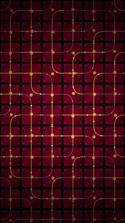 Digital Network Grid Abstract Background - Red and Gold Geometric Pattern Stock Footage 347698020
