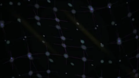 Digital Network Grid with Glowing Blue Nodes Moving on Dark Background Stock Footage 343694275