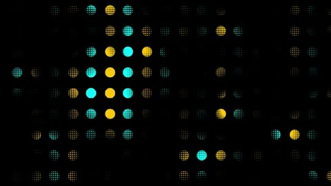 Digital network grid with glowing yellow and cyan dots on black background Stock-Footage 333241154