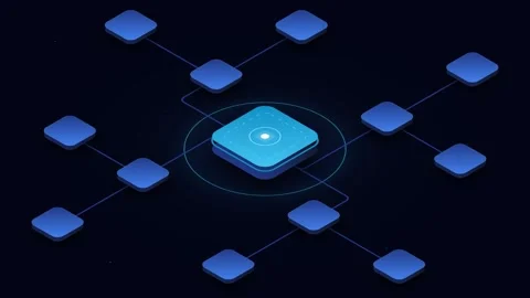 Digital network hub concept: isometric data connection nodes and glowing in.. Stock Footage 344860334