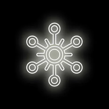 Digital network hub icon glowing on black Stock Illustration
