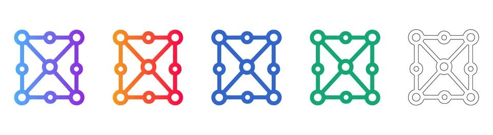 Digital Network Infrastructure Icons in Multi Style Set Stock Illustration