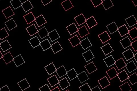 Digital network with interconnected squares on black background Stock Illustration