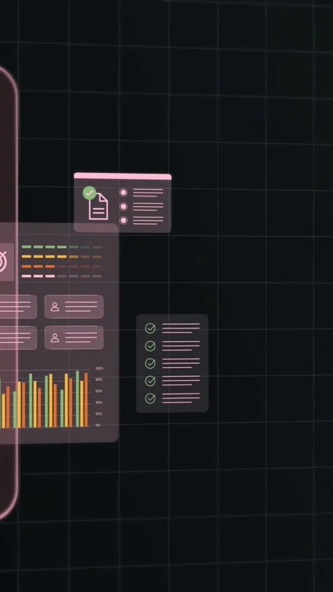 Digital network interface with data visualization. Futuristic dashboard Stock Footage 339638106