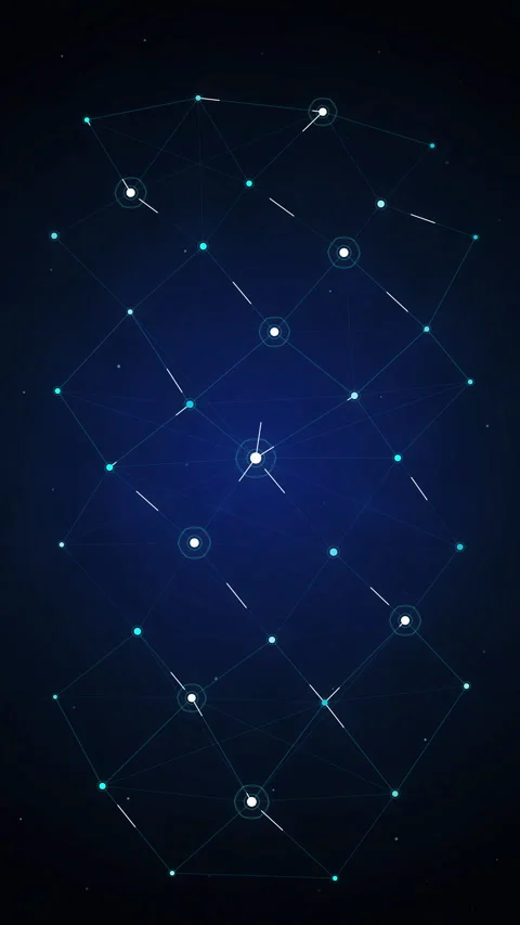 Digital network loop, blue tech lines, glowing dots motion graphic Stock Footage 346638615