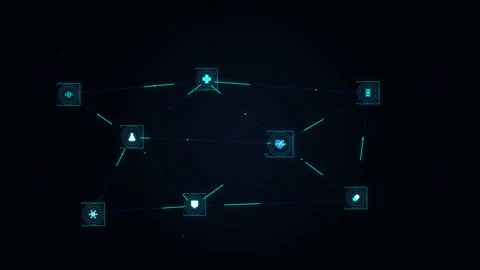 Digital network loop connection node cyber technology data animation Stock Footage 346544685