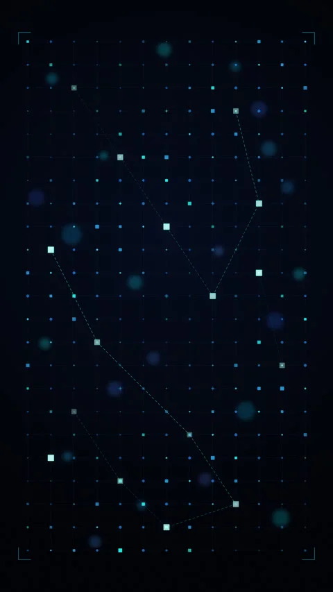 Digital network loop with glowing nodes, data connection, technology element Stock Footage 347563157