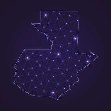 Digital network map of . Abstract connect line and dot Ilustração Stock