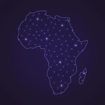 Digital network map of Africa. Abstract connect line and dot Stock Illustration