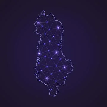 Digital network map of Albania. Abstract connect line and dot Stock Illustration