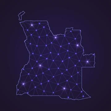 Digital network map of Angola. Abstract connect line and dot Stock Illustration