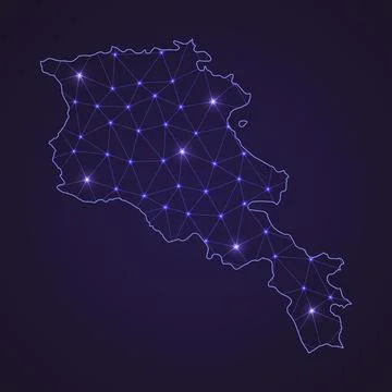 Digital network map of Armenia. Abstract connect line and dot Stock Illustration