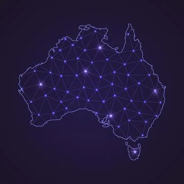 Digital network map of Australia. Abstract connect line and dot Stock Illustration