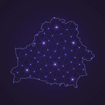 Digital network map of Belarus. Abstract connect line and dot Illustrazione stock