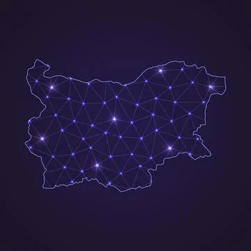 Digital network map of Bulgaria. Abstract connect line and dot Stock Illustration