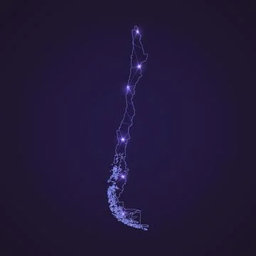 Digital network map of Chile. Abstract connect line and dot Stock Illustration
