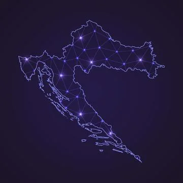 Digital network map of Croatia. Abstract connect line and dot Stock Illustration