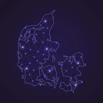 Digital network map of Denmark. Abstract connect line and dot Stock Illustration