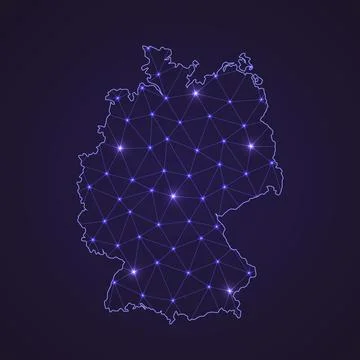 Digital network map of Germany. Abstract connect line and dot Иллюстрация