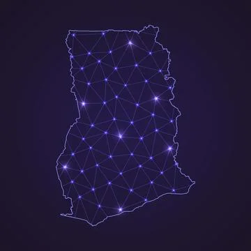 Digital network map of Ghana. Abstract connect line and dot Stock Illustration