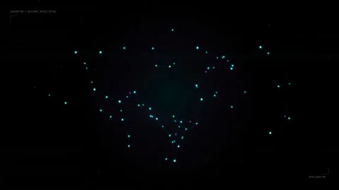 Digital network map with glowing nodes and connecting lines against a dark cyber Stock Footage 348932833