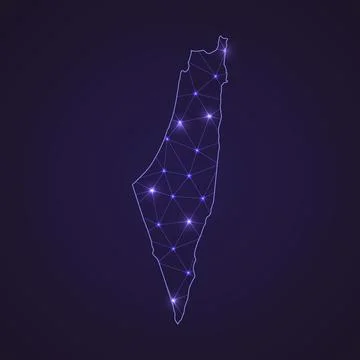 Digital network map of Israel. Abstract connect line and dot Stock Illustration