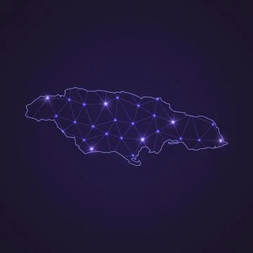 Digital network map of Jamaica. Abstract connect line and dot Stock Illustration