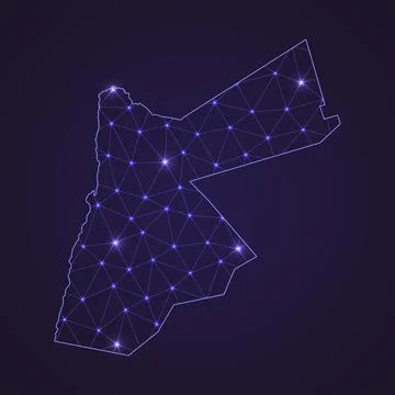 Digital network map of Jordan. Abstract connect line and dot Stock Illustration