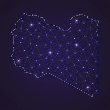Digital network map of Libya. Abstract connect line and dot Stock Illustration