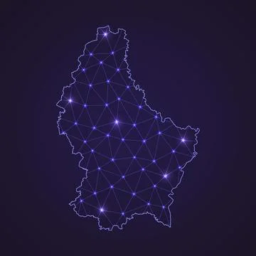 Digital network map of Luxembourg. Abstract connect line and dot Stock Illustration