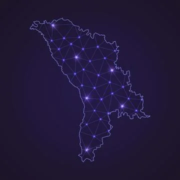Digital network map of Moldova. Abstract connect line and dot Stock Illustration