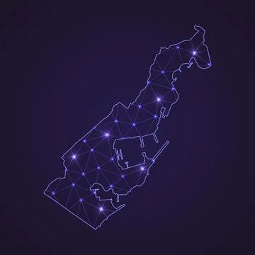 Digital network map of Monaco. Abstract connect line and dot Stock Illustration