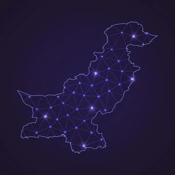 Digital network map of Pakistan. Abstract connect line and dot Stock Illustration